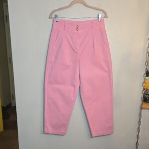 J. Crew Pleated Pant In Garment-dyed Chino High-Waist Pink Barrel Leg Pants NWT